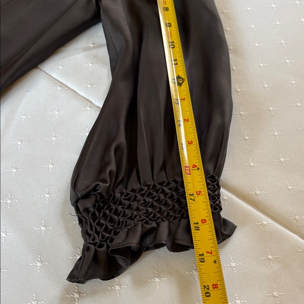 Ella Moss Black Silk Smocked Yoke Long Sleeve blouse - Picture 10 of 10